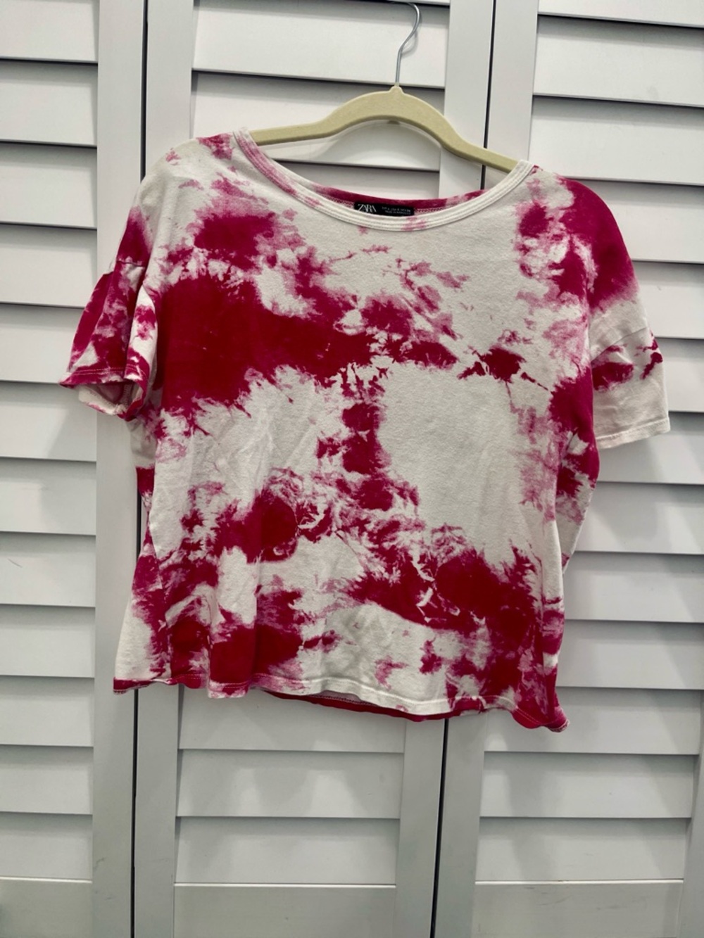 Zara Pink and White Tie-Dye Short Sleeve Tee